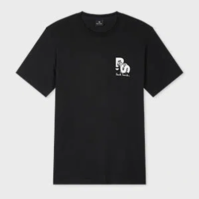 Ps By Paul Smith Organic Cotton Black Tilt Zebra Logo T-shirt