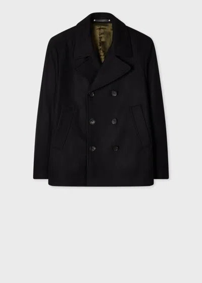 Ps By Paul Smith Black Wool-blend Pea Coat