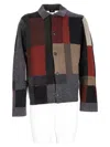 Ps By Paul Smith Black Wool-blend Rich Tone Patchwork Button-up Sweater In Black