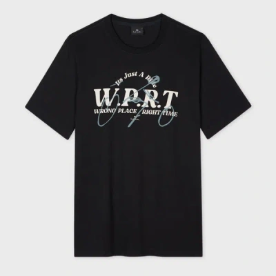 Ps By Paul Smith Black 'wrong Place Right Time' Print T-shirt