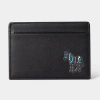 Ps By Paul Smith Outline Zebra Brown Leather Credit Card Wallet In Black In Black