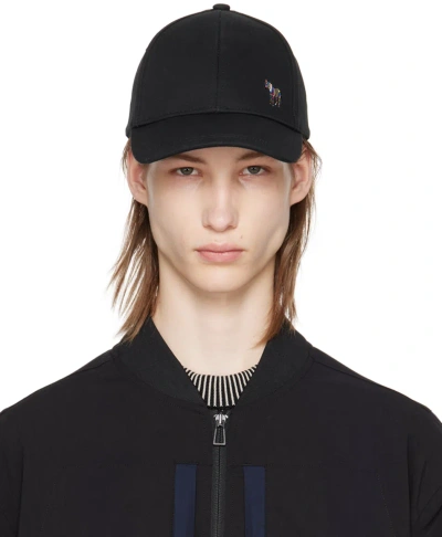 Ps By Paul Smith Black Zebra Logo Baseball Cap In 79 Blacks