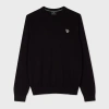 Ps By Paul Smith Black Zebra Logo Knitted Cotton Sweater In Black