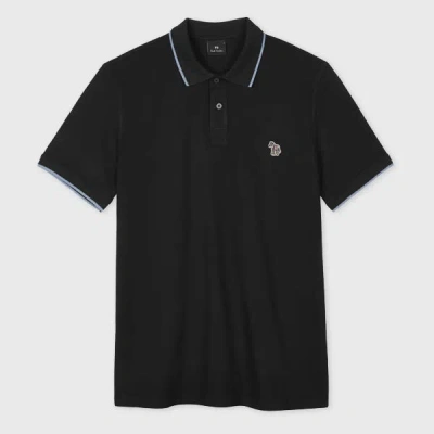Ps By Paul Smith Ps Paul Smith Zebra Badge Cotton Polo Shirt In Black