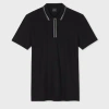 Ps By Paul Smith Black Zip-neck Polo Shirt With Contrast Tipping In Black