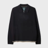 Ps By Paul Smith Black Zip Washable Merino-wool Polo Shirt In Black