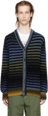 PS BY PAUL SMITH BLUE & BLACK BRUSHED CARDIGAN