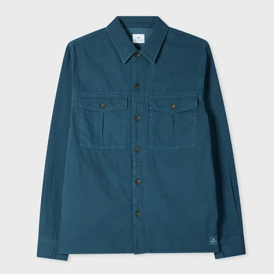 Ps By Paul Smith Blue Cotton Ripstop Overshirt In Brown