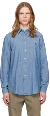 PS BY PAUL SMITH BLUE EMBROIDERED SHIRT