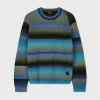 Ps By Paul Smith Blue Faded Stripe Merino Wool-blend Sweater Green In Green