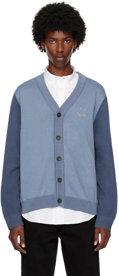 Ps By Paul Smith Blue Happy Cardigan In 46 Blues