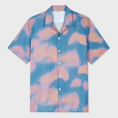 Ps By Paul Smith Blue 'palm Shadow' Print Short-sleeve Shirt