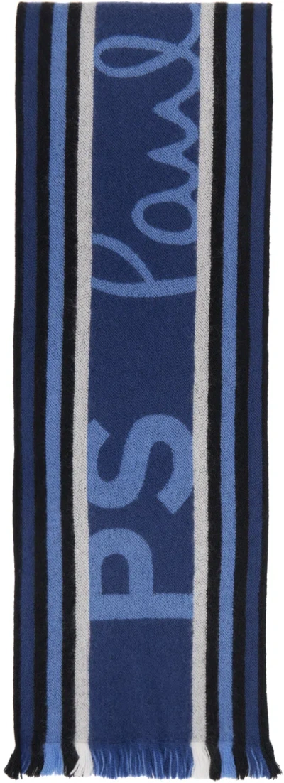 Ps By Paul Smith Blue 'ps' Team Scarf In 47 Blues