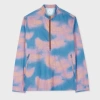 Ps By Paul Smith Blue 'shadow Palm' Print Half-zip Jacket In Blue