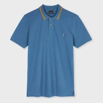 Ps By Paul Smith Blue Stretch-cotton 'broad Stripe Zebra' Polo Shirt