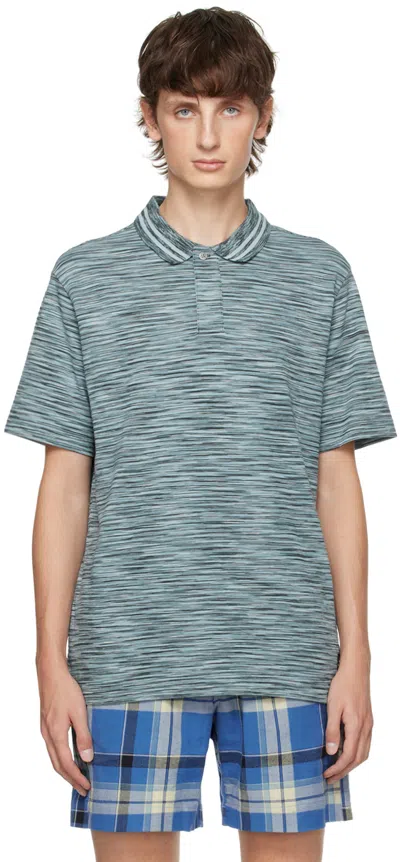 Ps By Paul Smith Blue Striped Polo In 77 Browns