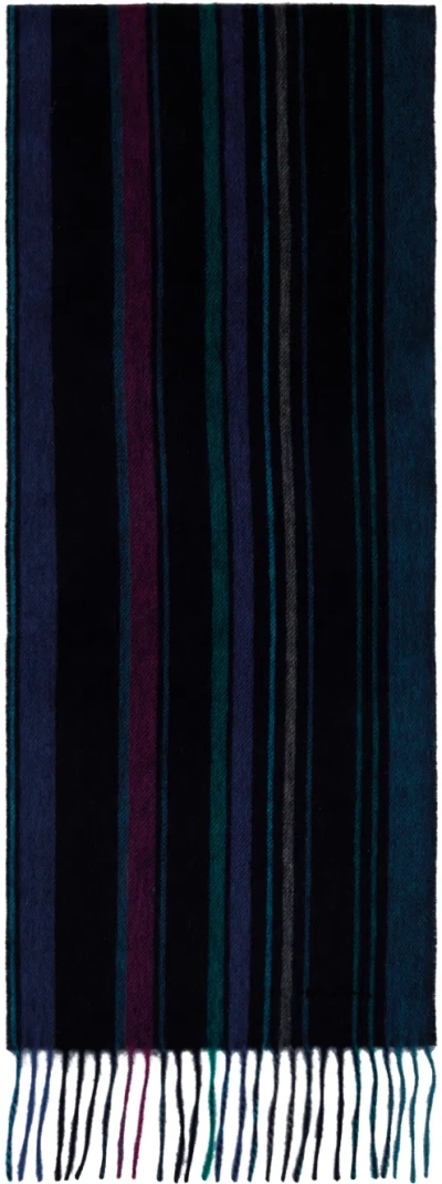 Ps By Paul Smith Blue Striped Scarf In 47 Blues