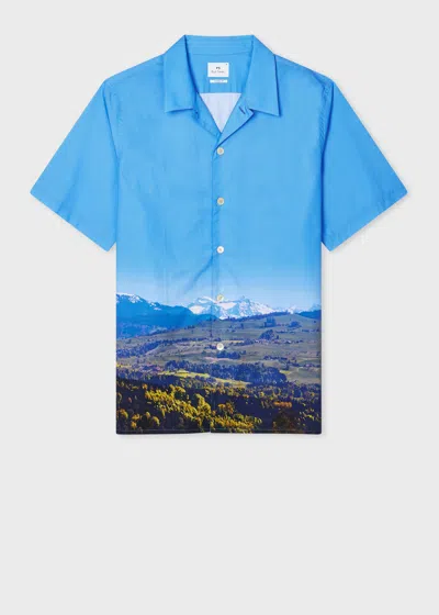 Ps By Paul Smith Blue Swiss Alps Print Short-sleeve Shirt