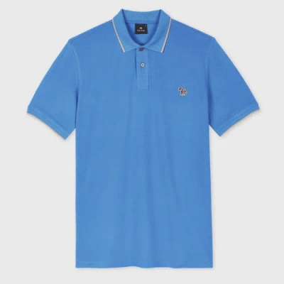 Ps By Paul Smith Blue Zebra Logo Polo Shirt With Contrast Tipping