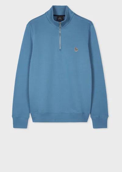Ps By Paul Smith Blue Zebra Logo Zip-neck Sweatshirt Green