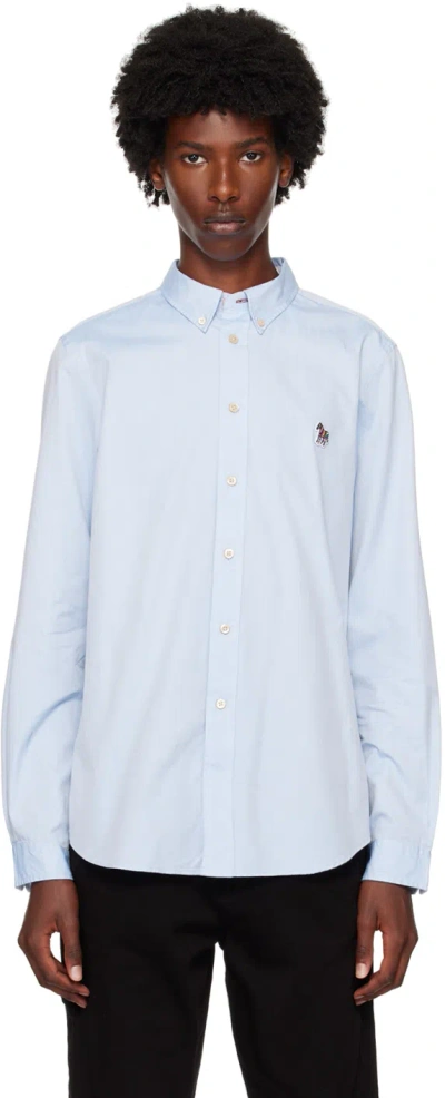 Ps By Paul Smith Blue Zebra Shirt In 44 Blues