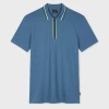 Ps By Paul Smith Blue Zip-neck Polo Shirt With Contrast Tipping In Blue