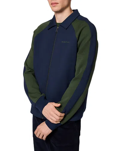 Ps By Paul Smith Bold Stripe Cotton Blend Zip Jacket In Blue