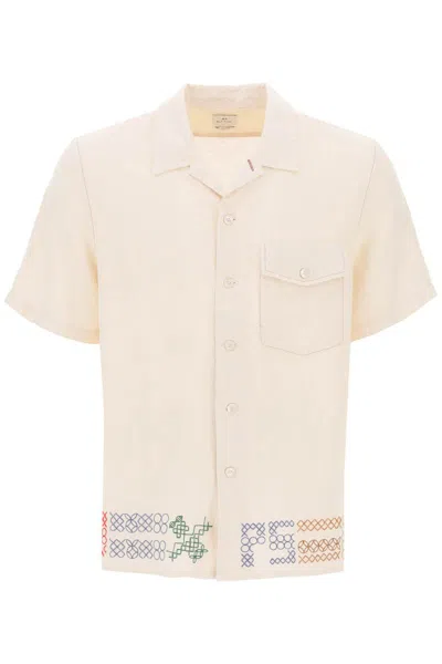 PS BY PAUL SMITH BOWLING SHIRT WITH CROSS-STITCH EMBROIDERY DETAILS