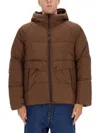 Ps By Paul Smith S By Paul Smith Mens Logo-patch Raglan-sleeve Shell Puffer Jacket Brown In Brown
