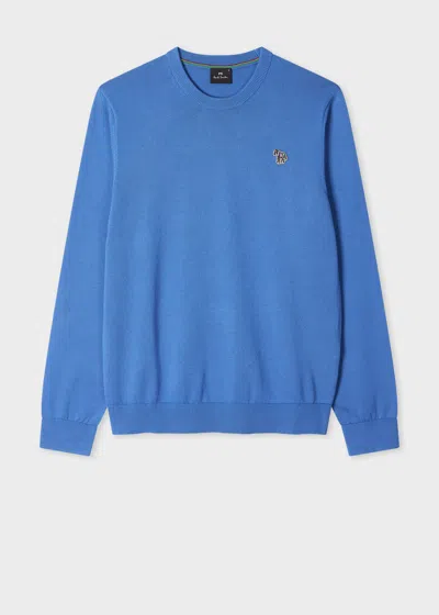 Ps By Paul Smith Bright Blue Organic Cotton Zebra Logo Sweater