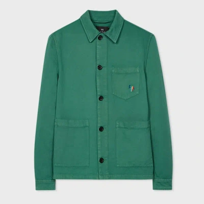 Ps By Paul Smith Bright Green Cotton-linen 'broad Stripe Zebra' Work Jacket