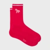 PS BY PAUL SMITH BRIGHT PINK ZEBRA LOGO RIBBED SOCKS