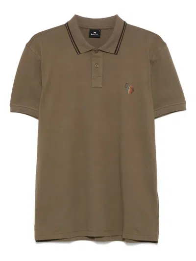 Ps By Paul Smith Broad Stripe Zebra-embroidery Polo Shirt In Green