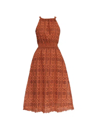 Ps By Paul Smith Broderie Anglaise Dress In Brown