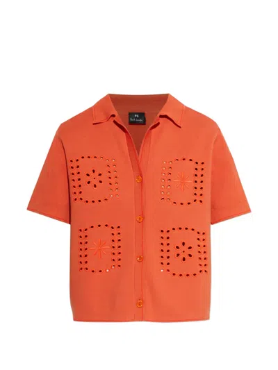 Ps By Paul Smith Broderie-anglaise Shirt In Orange