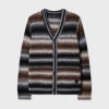Ps By Paul Smith Brown And Black Faded Stripe Cardigan In Multi