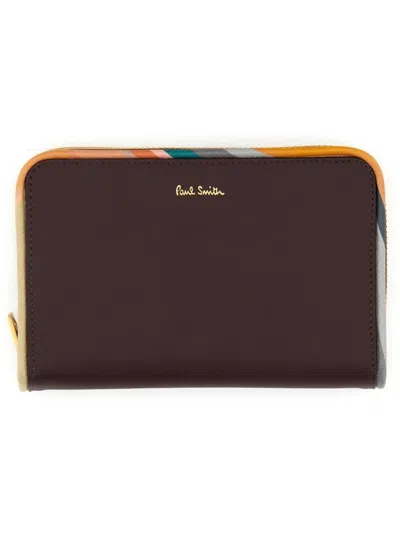 Ps By Paul Smith Brown Calf Leather Zip-around Wallet