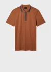 Ps By Paul Smith Brown Contrast Tipping Zip-neck Polo Shirt