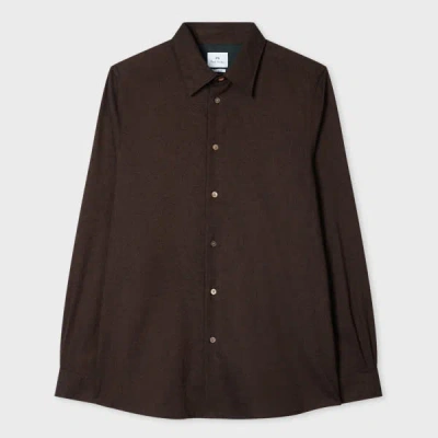 Ps By Paul Smith Brown Cotton And Wool-blend Flannel Shirt