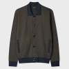 Ps By Paul Smith Brown Cotton-blend Jacquard Jersey Cardigan Black In Brown