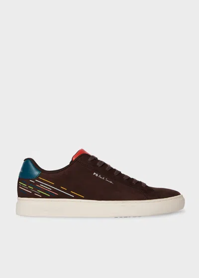 Ps By Paul Smith Brown Nubuck 'rex' Embroidery Trainers