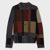 Ps By Paul Smith Black Wool-blend Rich Tone Patchwork Button-up Sweater In Black
