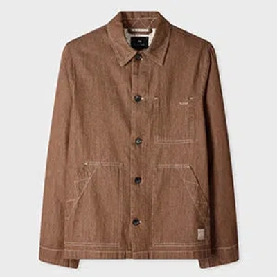 Ps By Paul Smith Brown Rinse Denim Work Jacket Blue In Multi