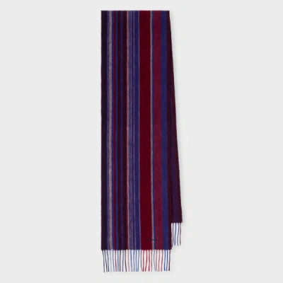 Ps By Paul Smith Burgundy Wool Multi Colour Stripe Scarf Red