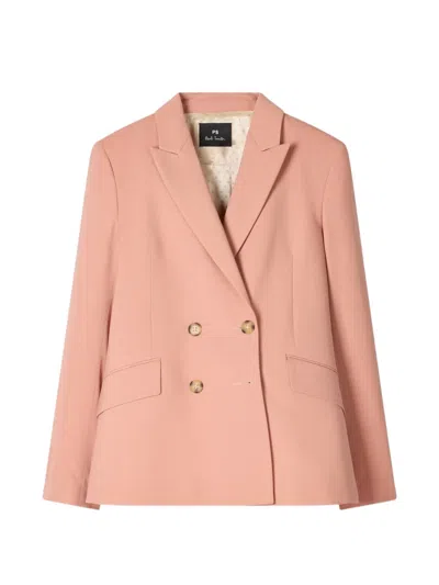 Ps By Paul Smith Button Double-breasted Blazer In Pink