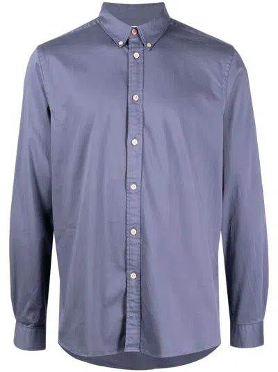 Ps By Paul Smith Button-down Collar Long-sleeve Shirt In Blue
