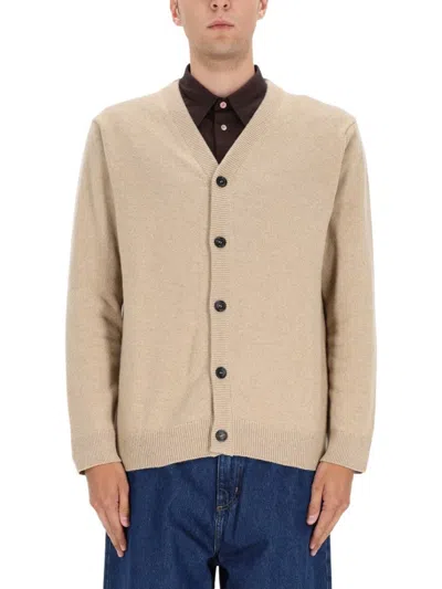 Ps By Paul Smith Button-down Merino Wool Cardigan In Neutral