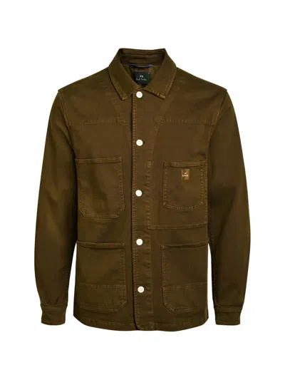 Ps By Paul Smith Button Fastening Pocket Shirt Jacket In Brown