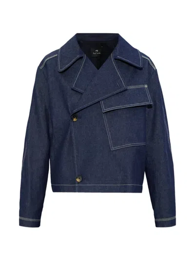 Ps By Paul Smith Buttoned Cotton Jacket In Blue