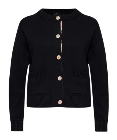 Ps By Paul Smith Buttoned Pocket Cardigan In Black